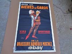 Brasserie bières de garde, affiche Publicité Originale 1930, 120 cm x 80 cm