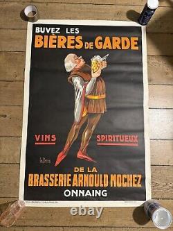 Brasserie bières de garde, affiche Publicité Originale 1930, 120 cm x 80 cm