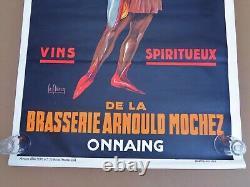 Brasserie bières de garde, affiche Publicité Originale 1930, 120 cm x 80 cm