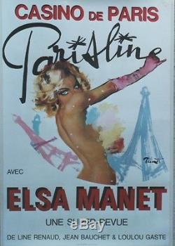 CASINO DE PARIS PARISLINE Affiche originale entoilée BRENOT 1979 TOUR EIFFEL
