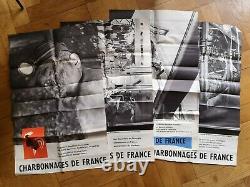 CHARBONNAGES DE FRANCE 4 AFFICHES ORIGINALES 94x62,5 PHOTO CRAVEN MINES