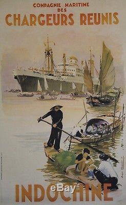 CHARGEURS REUNIS / INDOCHINE Affiche originale entoilée Roger CHAPELET 1952