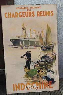 CHARGEURS REUNIS / INDOCHINE Affiche originale par Roger CHAPELET 1952