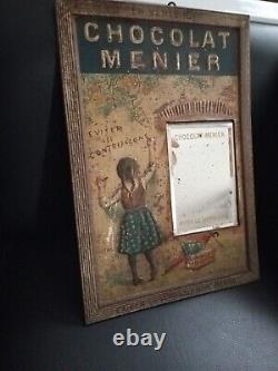 CHOCOLAT MENIER tôle lithographiée embossée modèle au miroir signé Firmin 1920