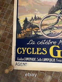 CYCLES GUYOT Affiche Ancienne 80x120 Marque Suisse Vélo