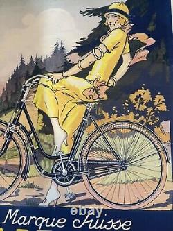 CYCLES GUYOT Affiche Ancienne 80x120 Marque Suisse Vélo