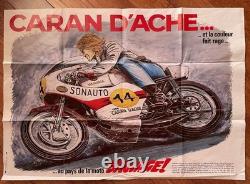 Caran d'Ache/Affiche publicitaire/Moto Yamaha/Sonauto/350 CC/Affiche moto