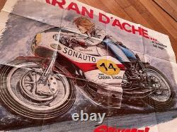 Caran d'Ache/Affiche publicitaire/Moto Yamaha/Sonauto/350 CC/Affiche moto