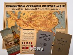 Carte Magnifique Croisière Jaune Citroën 1931 Asie Dossier Complet Super État