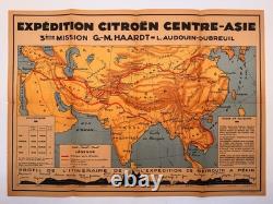 Carte Magnifique Croisière Jaune Citroën 1931 Asie Dossier Complet Super État