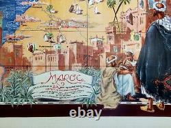 Carte du MAROC RARE Affiche Ancienne Originale par CARRIAT-ROLANT 1947