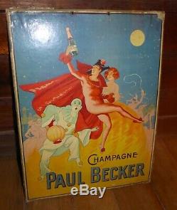 Carton publicitaire champagne Paul Becker 1920's