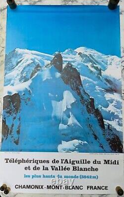 Chamonix Mont Blanc Telepheriques Aiguille Du MIDI Vallee Blanche Affiche 1975