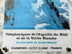 Chamonix Mont Blanc Telepheriques Aiguille Du MIDI Vallee Blanche Affiche 1975