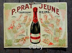 Champagne Prat Jeune Carton Publicitaire Ancien 1900