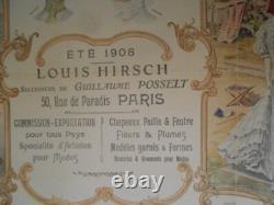 Chapellerie Ete 1908 Louis Hirsch A Paris Affiche Ancienne