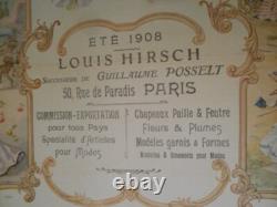 Chapellerie Ete 1908 Louis Hirsch A Paris Affiche Ancienne