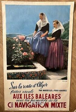 Compagnie De Navigation Mixte, Affiche Ancienne Algérie Tunisie Baléares