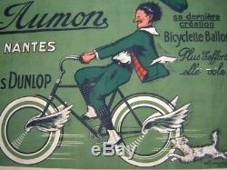Cycles AUMON Nantes Pneu DUNLOP Rare Affiche signée M. Jacquier années 1930