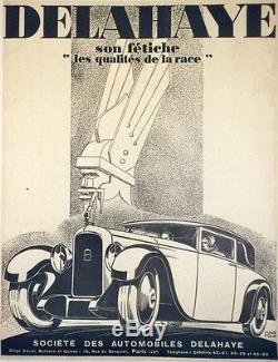 DELAHAYE Affiche entoilée Ressortie typo épuisée René RAVO 1928 65x84cm