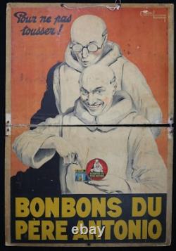 Edouard COURCHINOUX (1891-1968) Affiche publicitaire Bonbons Père Antonio 95x65