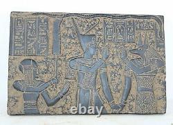 Égypte ancienne Rare Anubis antique avec stèle de Ramsès et Néfertari