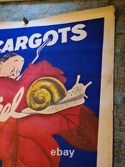 Escargots Ménetrel aux parcs de Bourgogne ancien affiche années 1930