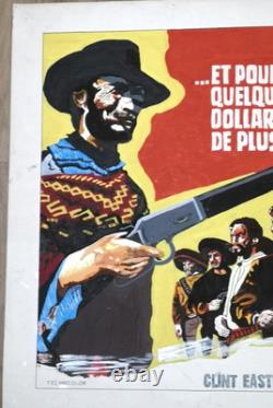 Et pour quelques dollars de plus RARE PEINTURE GOUACHE SUR PAPIER 50x63 cm
