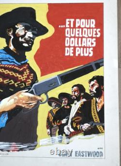 Et pour quelques dollars de plus RARE PEINTURE GOUACHE SUR PAPIER 50x63 cm