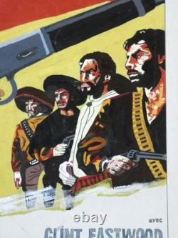 Et pour quelques dollars de plus RARE PEINTURE GOUACHE SUR PAPIER 50x63 cm