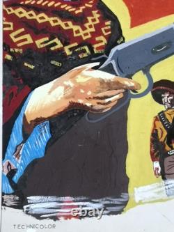 Et pour quelques dollars de plus RARE PEINTURE GOUACHE SUR PAPIER 50x63 cm