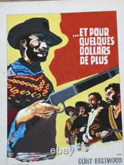 Et pour quelques dollars de plus RARE PEINTURE GOUACHE SUR PAPIER 50x63 cm