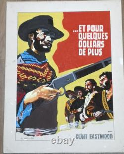 Et pour quelques dollars de plus RARE PEINTURE GOUACHE SUR PAPIER 50x63 cm