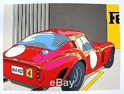 FERRARI 250 GTO NART affiche sérigraphie Michel CAZA 1970-80 signée DAMIANO Yvan