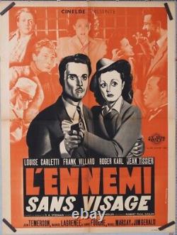 Fourastie Affiche Ancienne L'ennemi Sans Visage Louise Carletti Film 1946