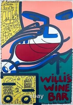 François Boirond. Affiche ancienne originale. Willi's wine bar