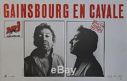 GAINSBOURG EN CAVALE Affiche originale entoilée Photo Gilles Cappé 1987