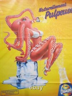 GRANDE AFFICHE PUBLICITAIRE ORANGINA PIN-UP Naturellement pulpeuse poster art