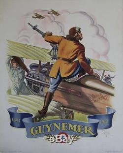 GUYNEMER 1894 1917 Affiche originale entoilée Litho Raoul AUGER 1943