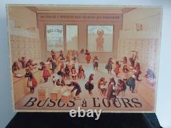 Grand Carton Publicitaire Buscs A L'ours, Fin Xixème, Imprimerie Pacon, Paris, Tbe