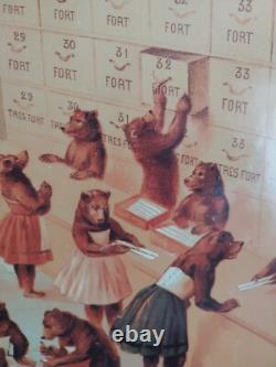 Grand Carton Publicitaire Buscs A L'ours, Fin Xixème, Imprimerie Pacon, Paris, Tbe