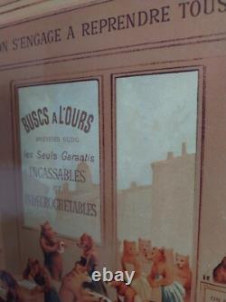 Grand Carton Publicitaire Buscs A L'ours, Fin Xixème, Imprimerie Pacon, Paris, Tbe