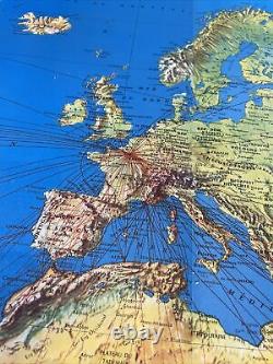 Grande AFFICHE ANCIENNE de JEAN MASSÉ AIR FRANCE Planisphère 117205 cm 1978