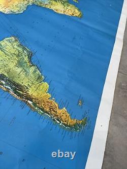 Grande AFFICHE ANCIENNE de JEAN MASSÉ AIR FRANCE Planisphère 117205 cm 1978