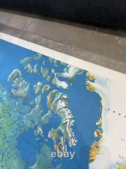 Grande AFFICHE ANCIENNE de JEAN MASSÉ AIR FRANCE Planisphère 117205 cm 1978