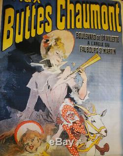 Grande AFFICHE double Jules CHERET AUX BUTTES CHAUMONT 1888 / 260 x 100 cms