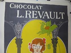 Grande Affiche Ancienne 1895 Chocolat REVAULT par YOR entoilée T BE