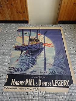 Grande Affiche Ancienne Originale de Cinema AU SECOURS! Sig Louis Rolley 1925