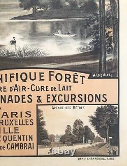 Grande Affiche Lithographie Ancienne Chemin De Fer Du Nord Le Nouvion 1910