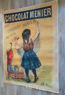Grande Affiche entoilée signée FIRMIN BOUISSET 1893 Chocolat MENIER 130x90cm